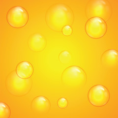 Transparent bubbles on a yellow background