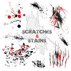 Scratches and stains vectors graphic elements
