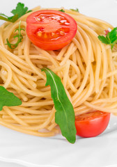 Tasty italian pasta with seafood as haute cuisine.