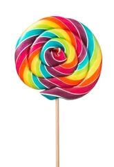 Selbstklebende Fototapete Süßigkeiten Colorful, handmade lollipop isolated on white background