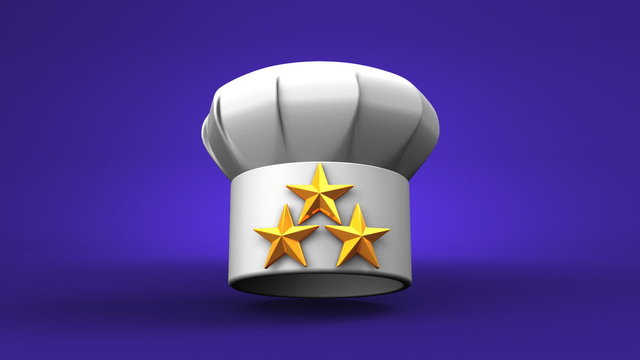 Chef's Hat With Three Stars On Blue Background