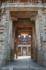 Fototapeta na wymiar Big doorway at ruins in hampi