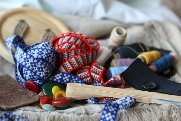 Crafts thread dressmaking scissors buttons