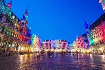 Keuken foto achterwand Brussel Grote Markt in de schemering in Brussel