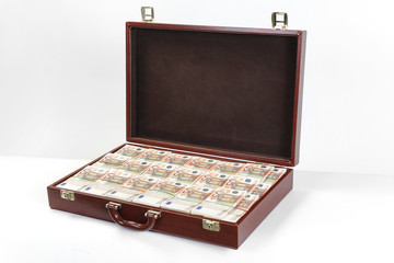 Fifty euro banknotes in a suitcase