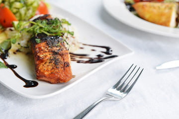 roasted fish and  rice