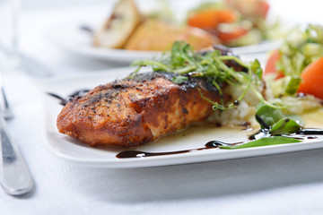 roasted fish and  rice