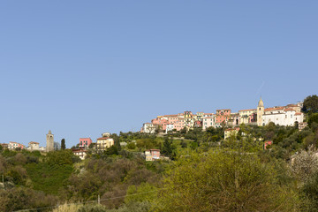 Fototapeta na wymiar Vezzano Ligure Superior, cityscape from south-west