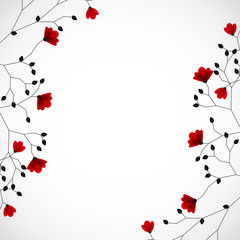 Abstract nature background with red flowers.