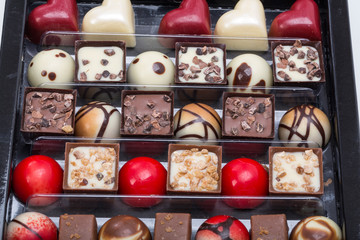 Set of a various chocolate pralines