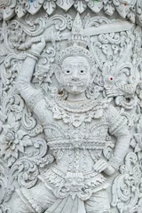 Fotobehang Thaise traditionele reus bij een tempel © ersp