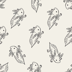 salamander doodle seamless pattern background