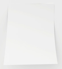 Blank sheet of paper with bent edge