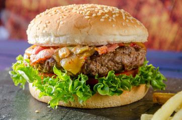 Cheese Burger and Fries