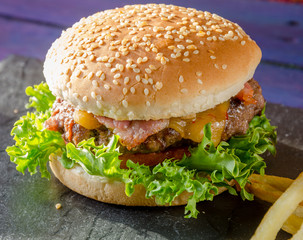 Cheese Burger and Fries