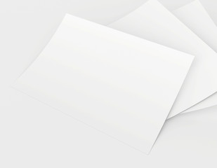 Realistic 3D rendering of blank white sheets paper