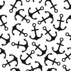 Seamless vector pattern of anchor shape and line
