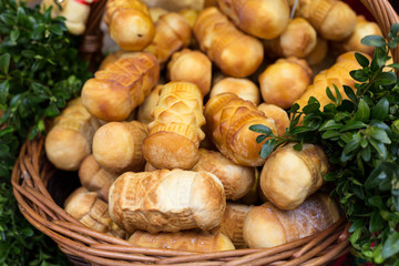 polish traditional smoked cheese made of salted sheep milk called oscypek