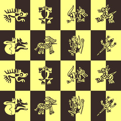 Seamless background with American Indians relics dingbats