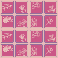 Seamless background with American Indians relics dingbats