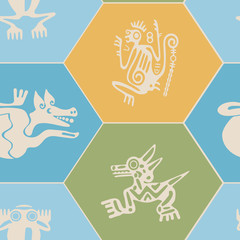 Seamless background with American Indians relics dingbats