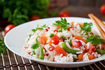 Appetizing healthy rice with vegetables