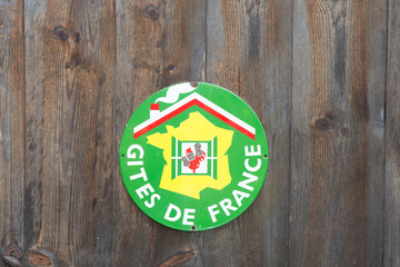 A sign "Gite de France " B&B in french on wooden background