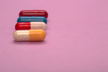 Color medical capsules with text space