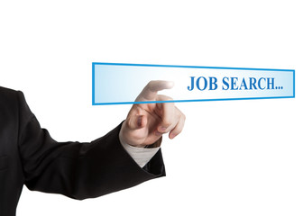 man's hand clicks on the address bar job search