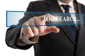 man's hand clicks on the address bar job search