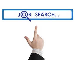 man's hand clicks on the address bar job search