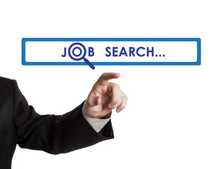 man's hand clicks on the address bar job search