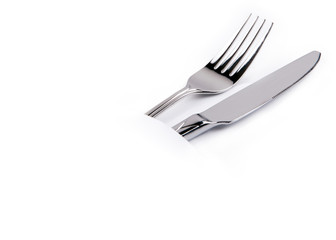 Cutlery knife fork metal isolated