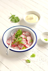 fresh salad with radish and poppy seeds 