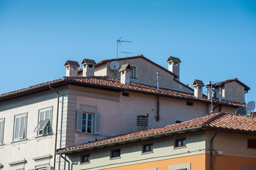 Facciata palazzo signorile, casa torre, centro storico, Pisa