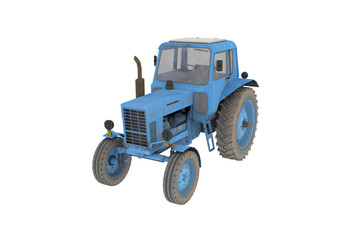 blue isolated tractor.