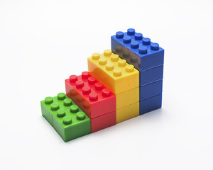 Colorful stacked toy building blocks for kids. - 83664656