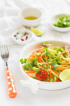 fresh salad with zucchini and carrots 