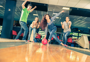 Friends at bowling