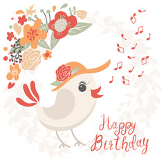 Birthday card with birds