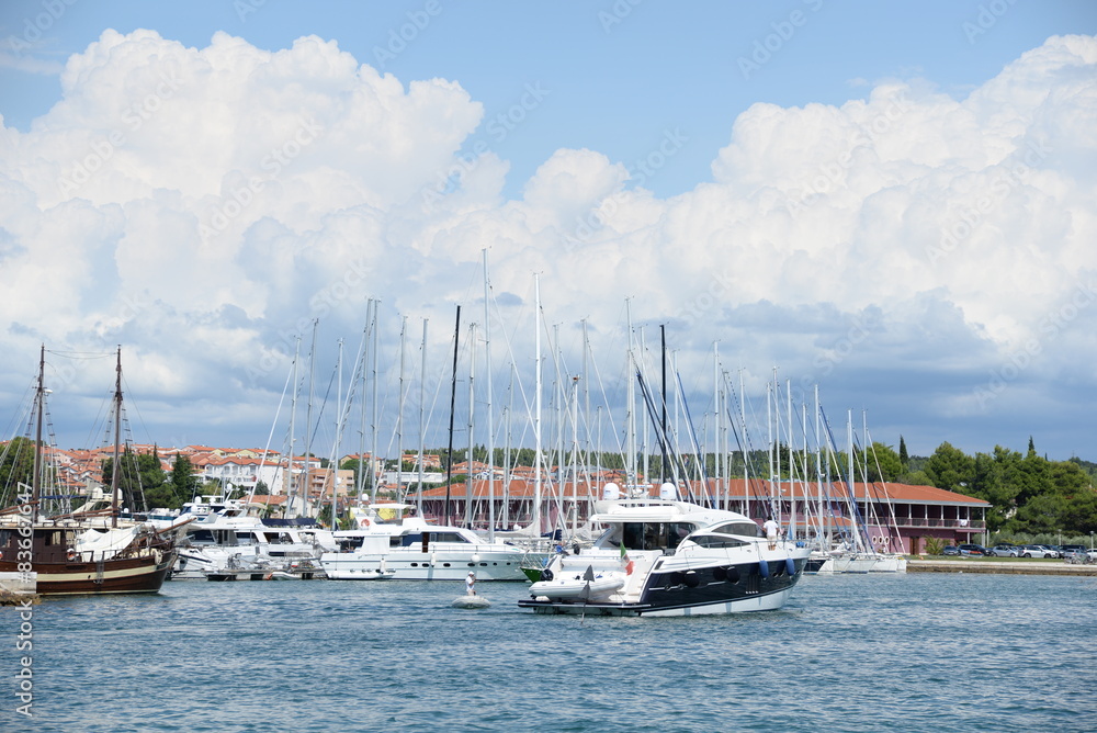 Poster Boote bei Novigrad, Istrien, Kroatien