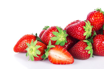 fresh strawberries isolated on white