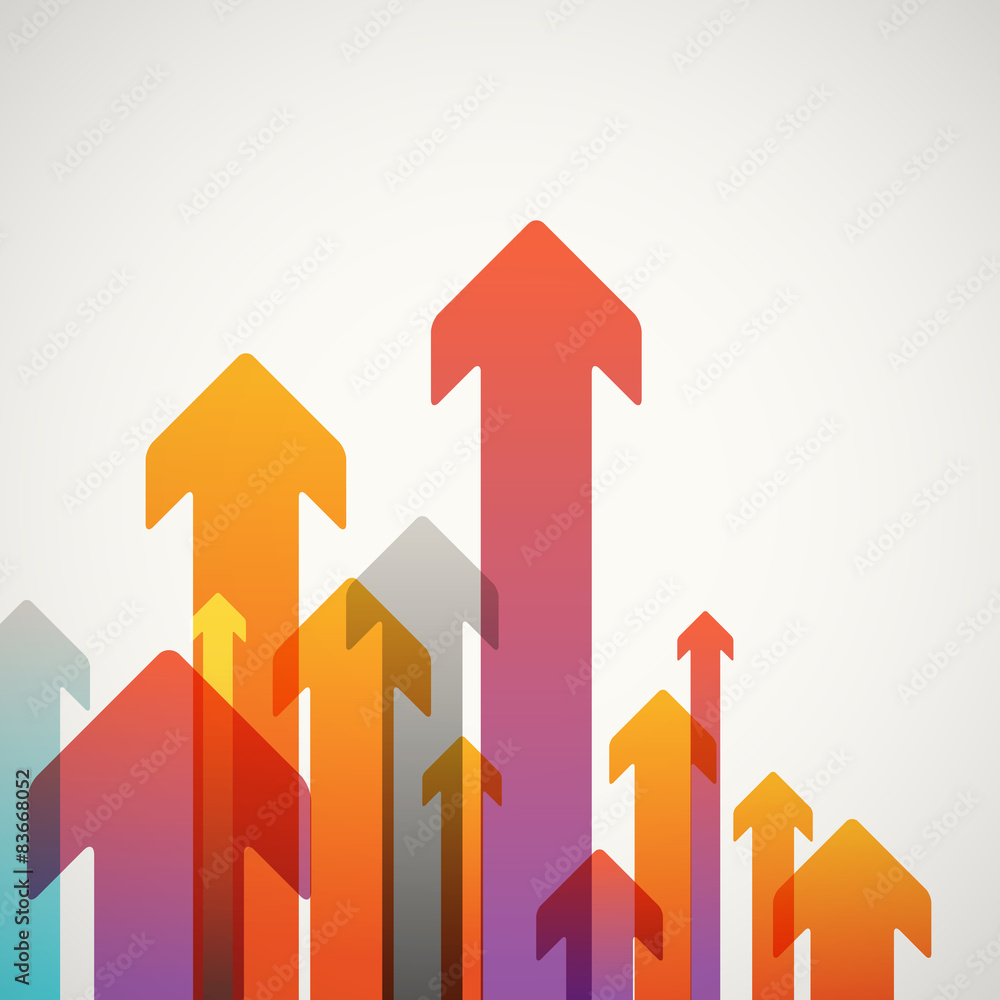 Poster Abstract vector background of different color arrows. Design con