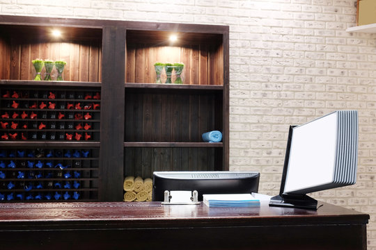 Reception desk in a spa salon