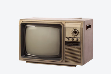 The old TV on the isolated white background