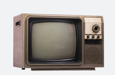 The old TV on the isolated white background