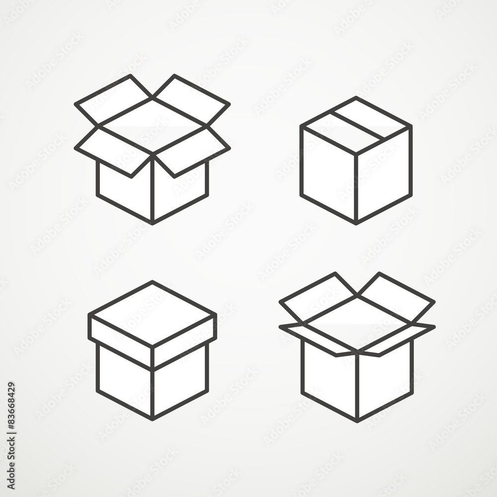 Poster Different vector boxes collection