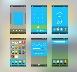 Modern smartphone interface with flat material design screens