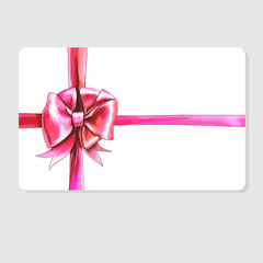 card and pink bow with ribbons, vector background with space for