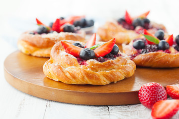 Tasty buns with berries